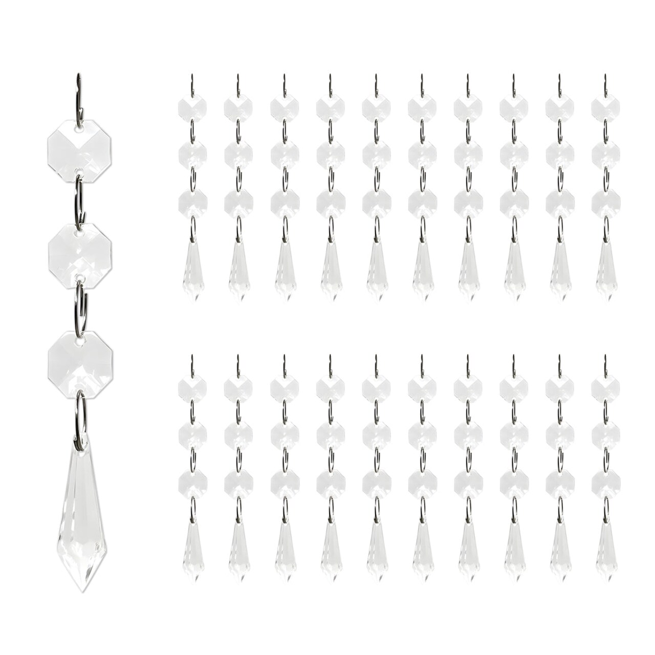 Wrapables Acrylic Hanging Crystal Bead Strands for Chandeliers, Garlands, Wedding Decorations, Christmas Tree Ornaments (20pcs)